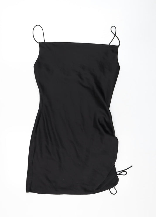 Topshop Womens Black Polyester Shift Size 8 Square Neck Pullover