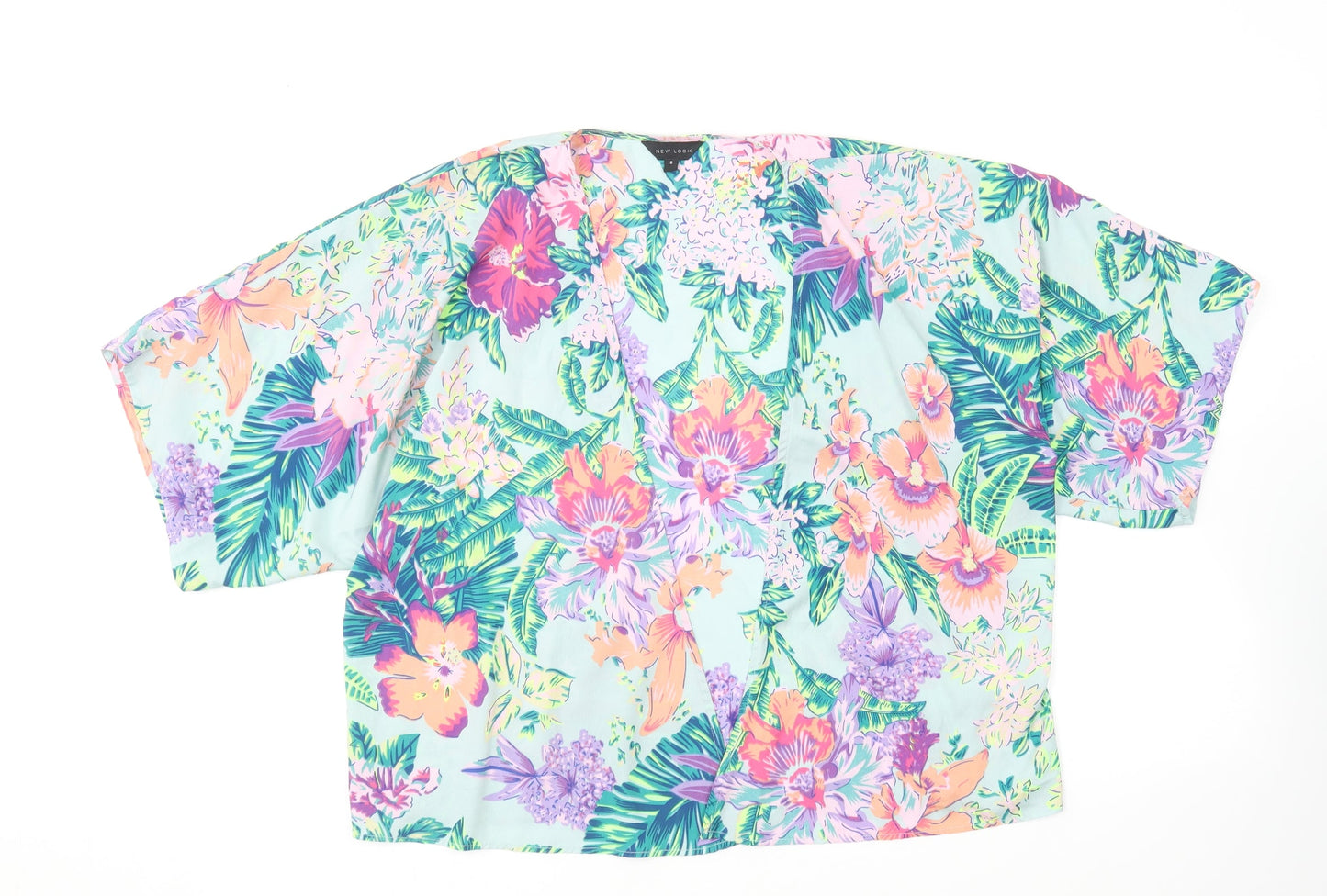 New Look Womens Multicoloured Floral Polyester Kimono Blouse Size 8 V-Neck