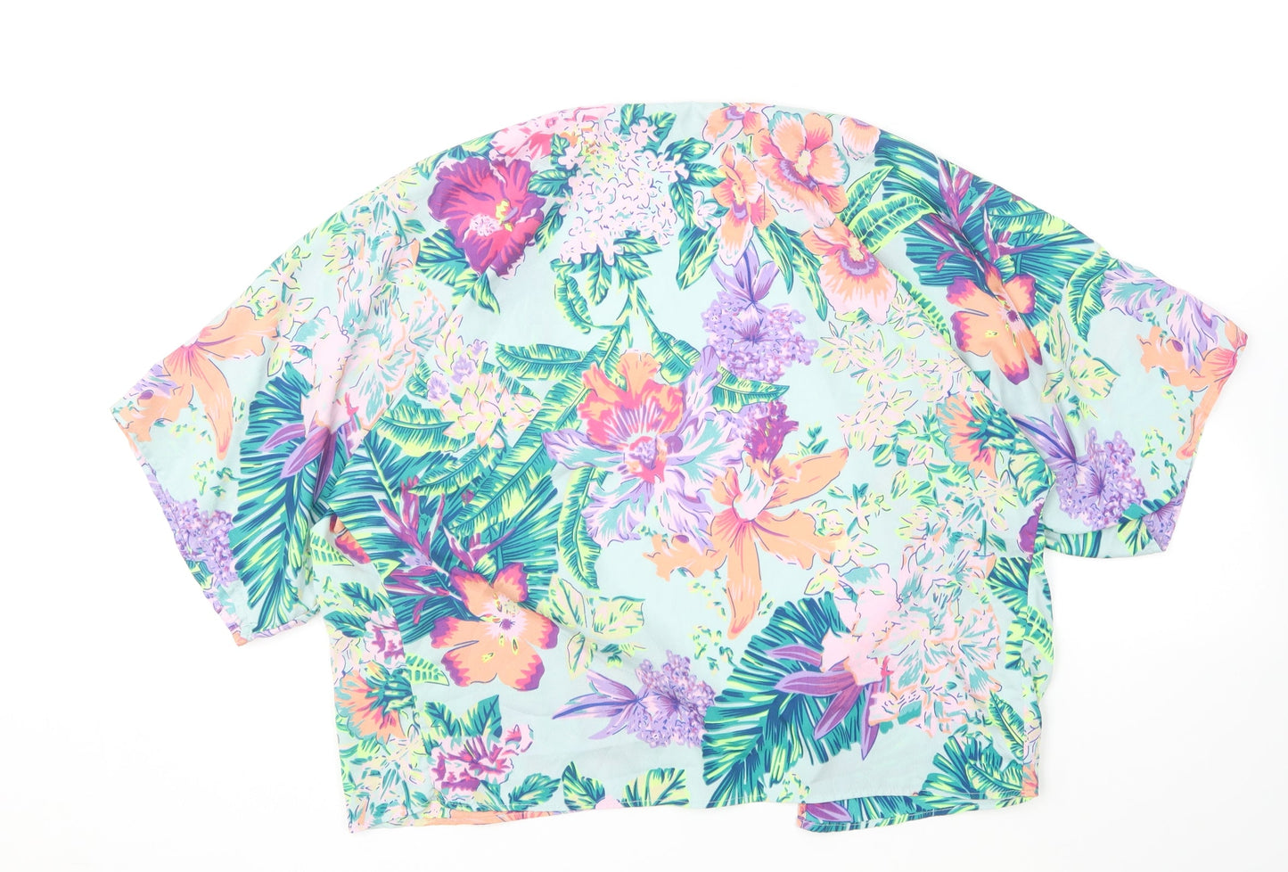 New Look Womens Multicoloured Floral Polyester Kimono Blouse Size 8 V-Neck