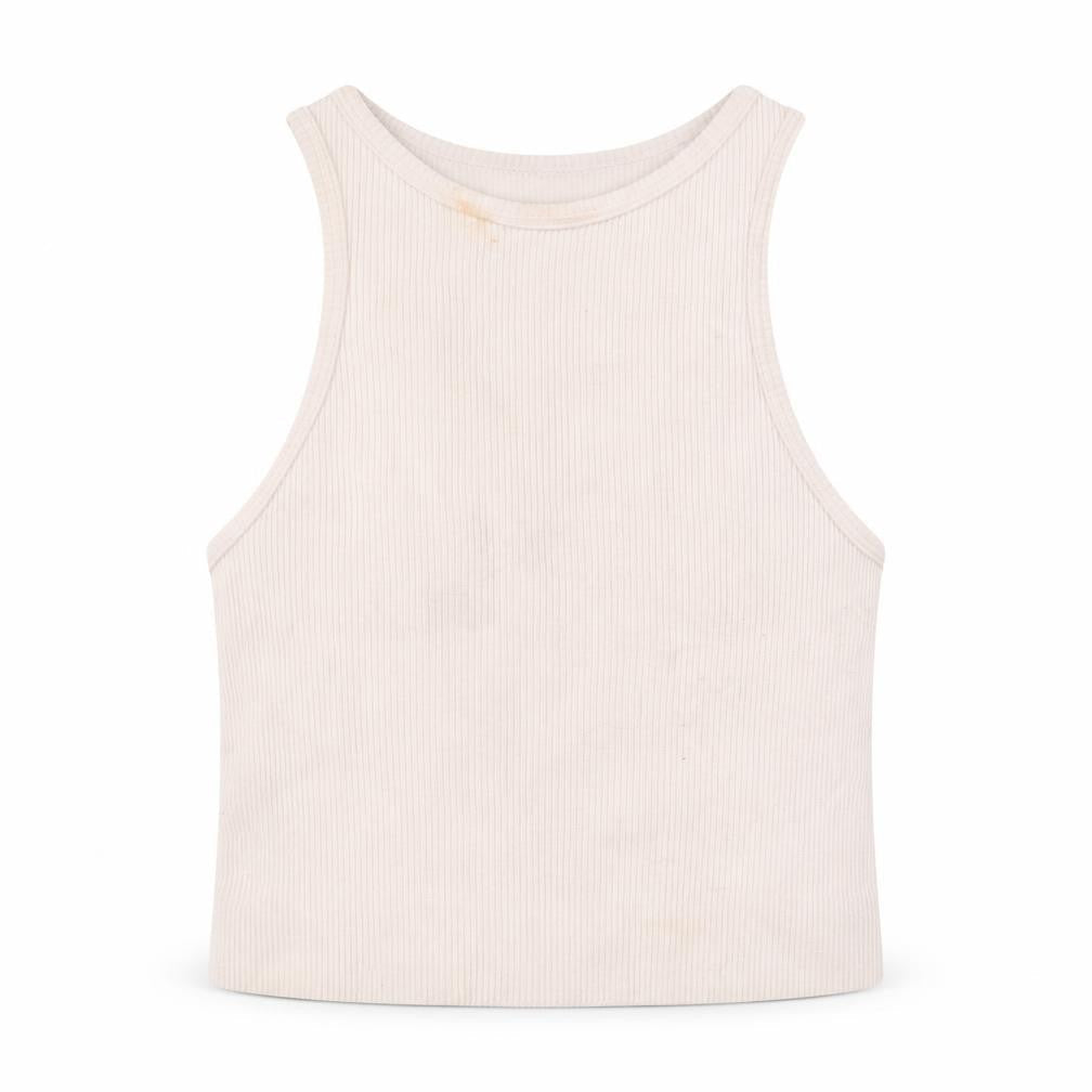 Dunnes Womens Ivory Polyester Cropped Tank Size XS Round Neck