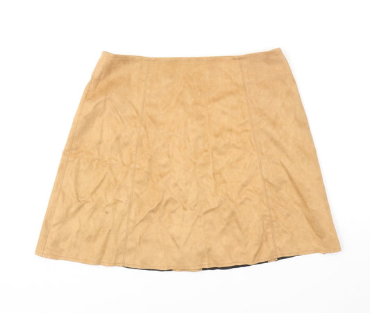 Fashion Union Womens Brown Polyester Mini Skirt Size 8 Button
