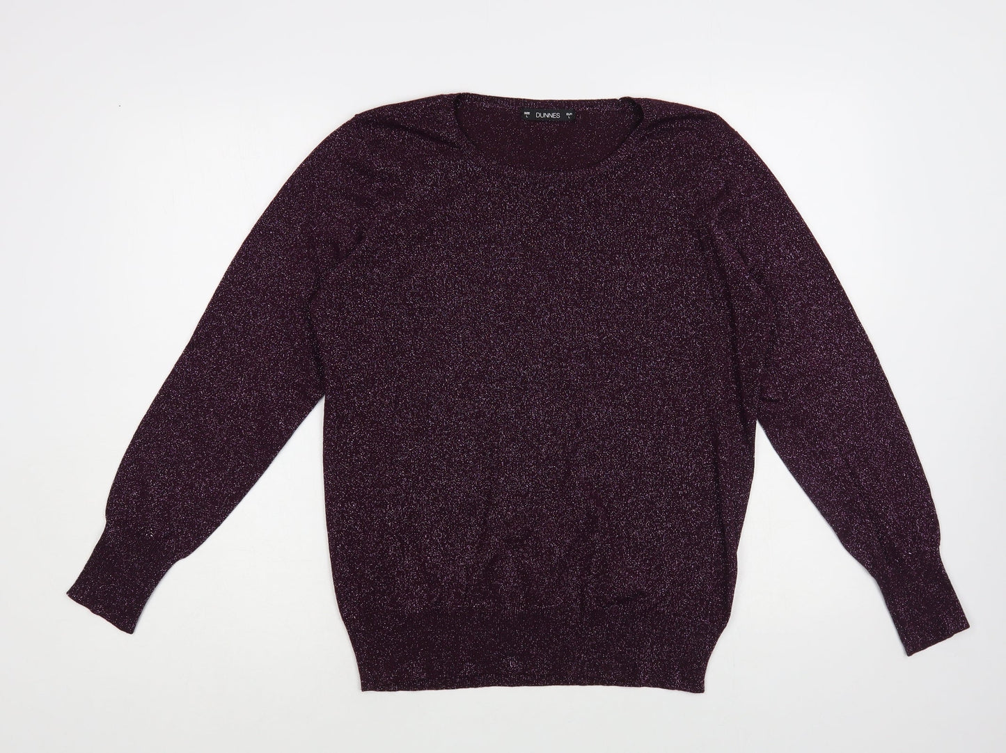 Dunnes Stores Womens Purple Crew Neck Viscose Pullover Jumper Size L