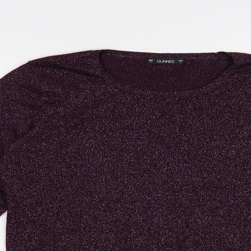Dunnes Stores Womens Purple Crew Neck Viscose Pullover Jumper Size L
