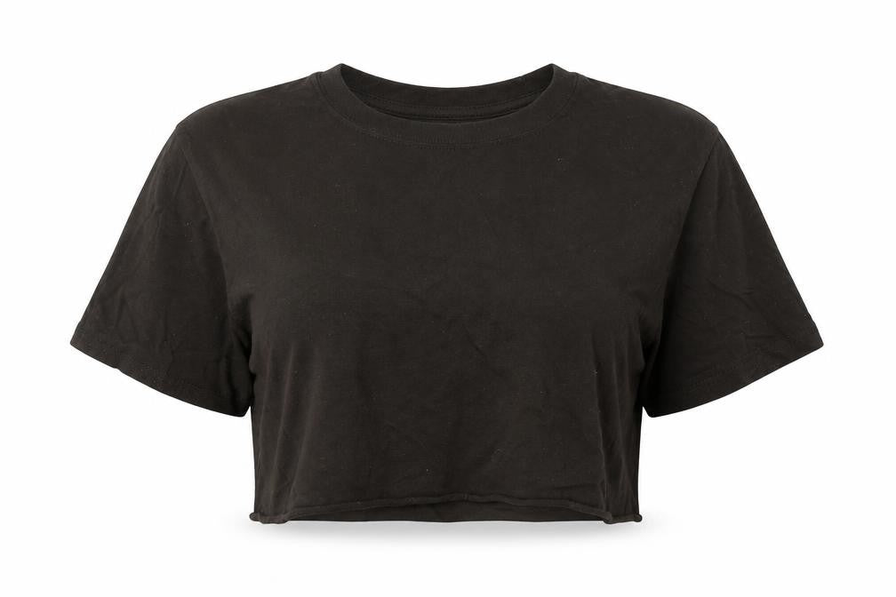 PRETTYLITTLETHING Womens Brown Cotton Cropped T-Shirt Size S Round Neck