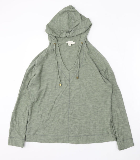 The Lounge Edit Womens Green Cotton Pullover Hoodie Size 10