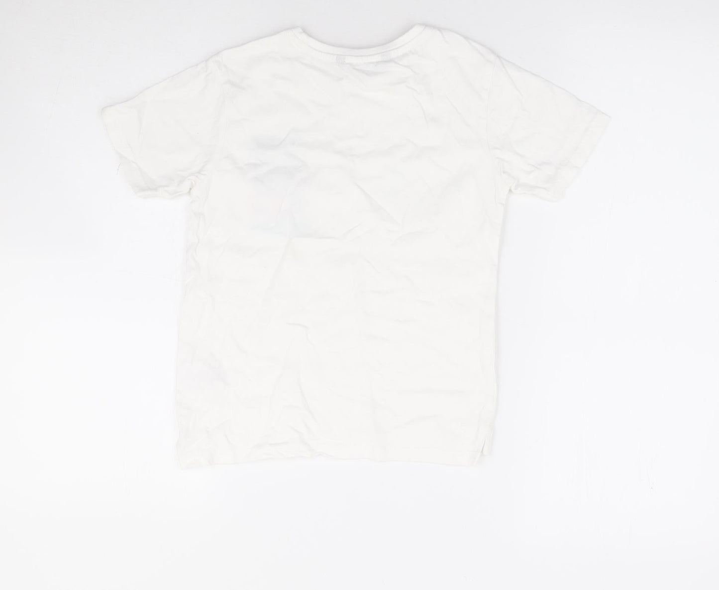 George Boys White 100% Cotton Basic T-Shirt Size 6-7 Years Crew Neck Pullover