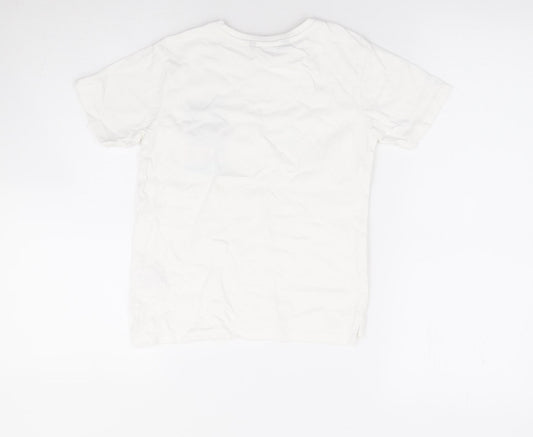 George Boys White 100% Cotton Basic T-Shirt Size 6-7 Years Crew Neck Pullover