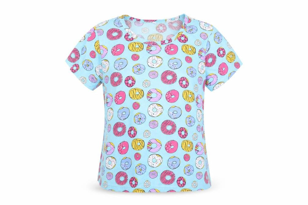 Preworn Womens Blue Geometric Polyester Top Pyjama Set Size XS - Doughnuts