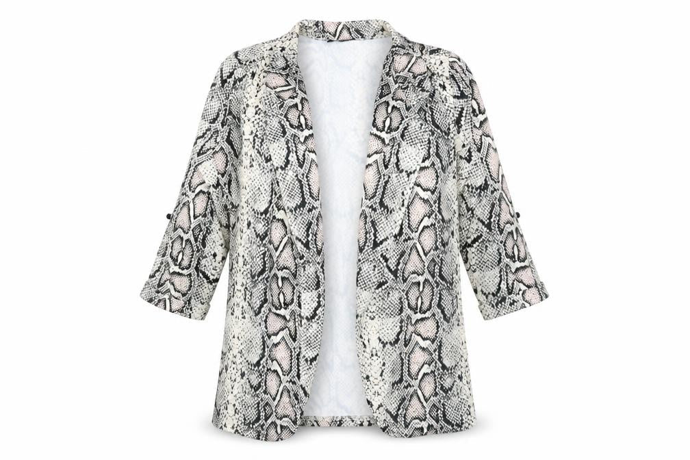 New Look Womens Beige Animal Print Jacket Blazer Size 10