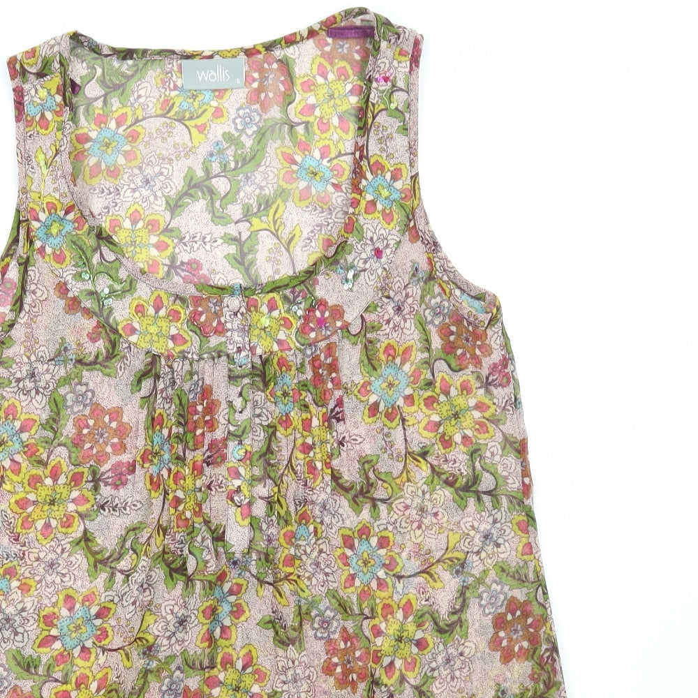 Wallis Womens Multicoloured Floral Polyester Basic Blouse Size S Scoop Neck