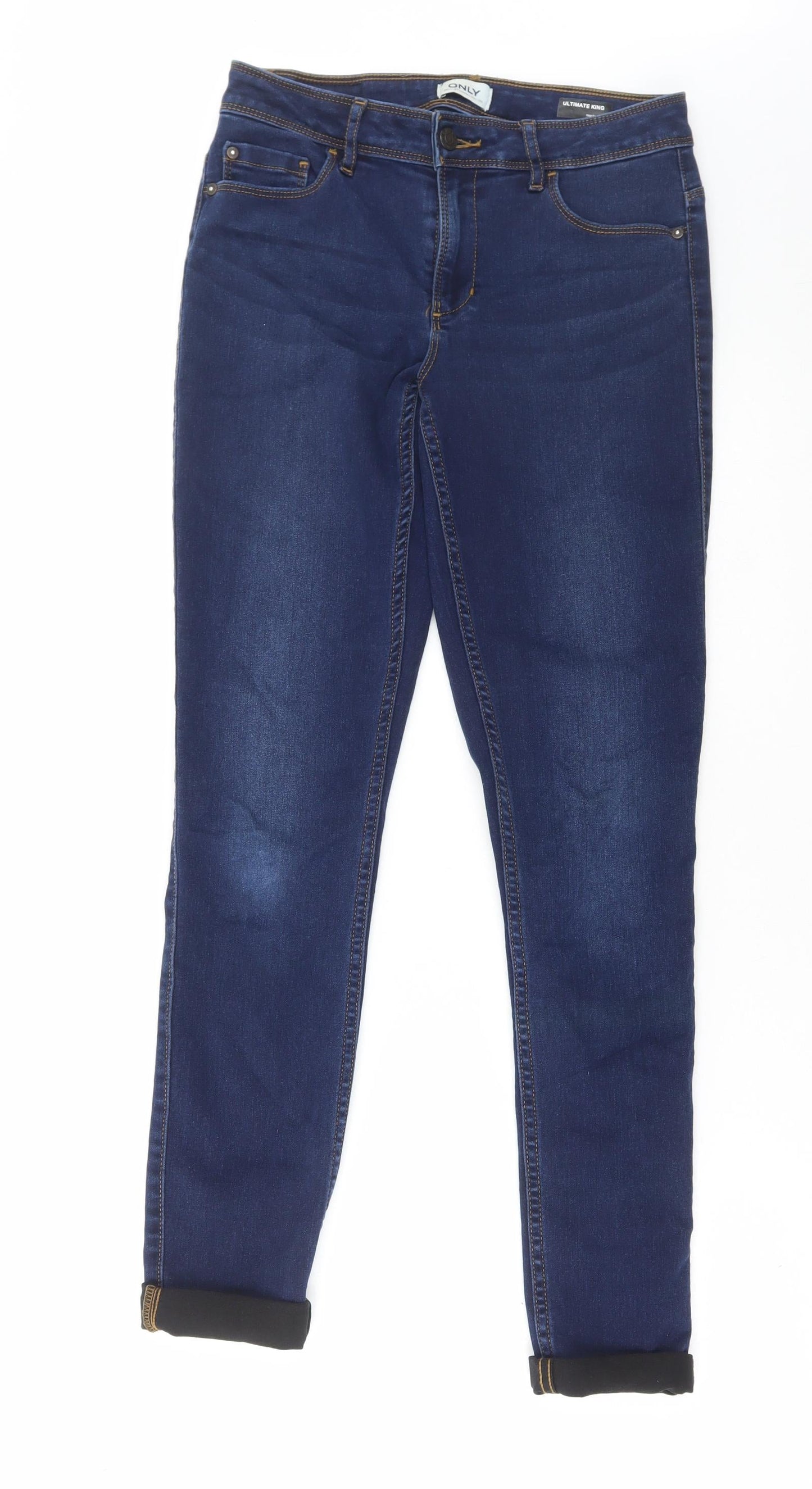 Only Womens Blue Cotton Skinny Jeans Size M L32 in Regular Button
