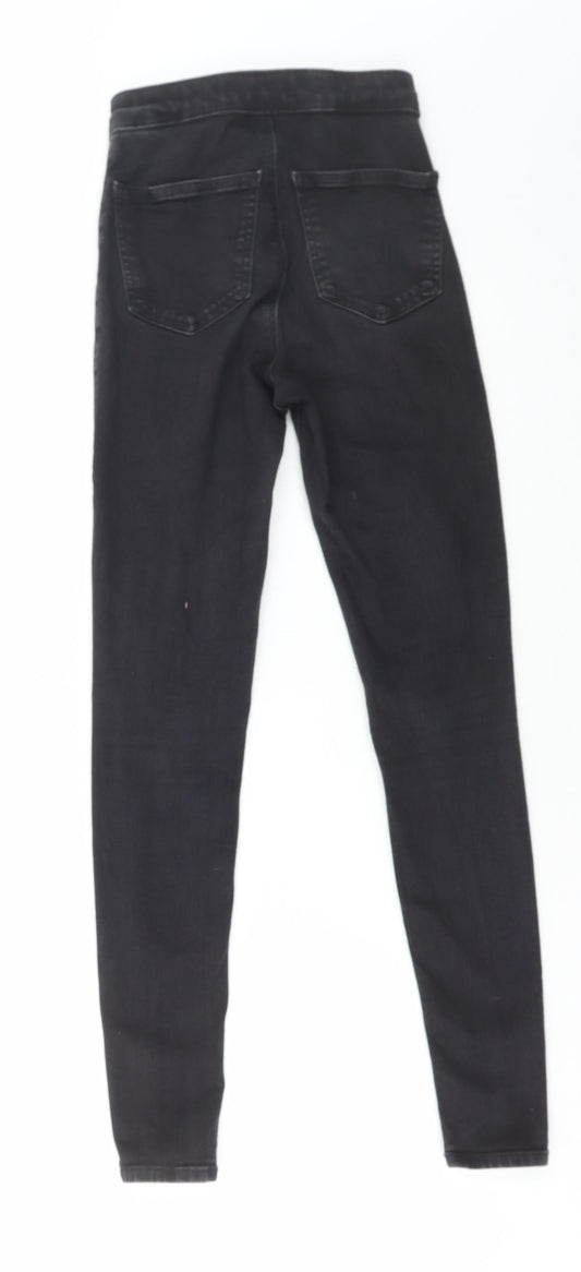 Topshop Womens Black Cotton Skinny Jeans Size 26 in L28 in Regular Button