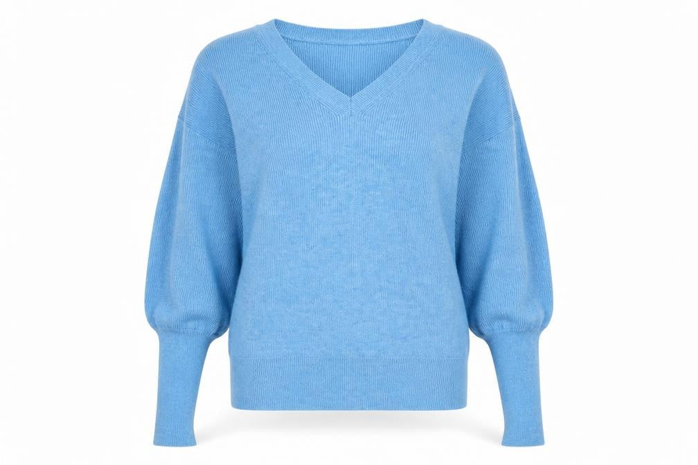 Marks and Spencer Womens Blue V-Neck Polyester Pullover Jumper Size M