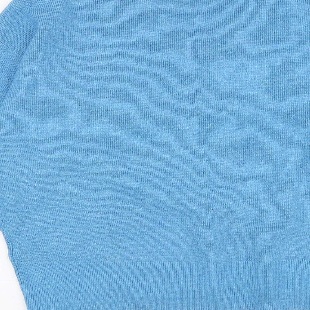 Marks and Spencer Womens Blue V-Neck Polyester Pullover Jumper Size M