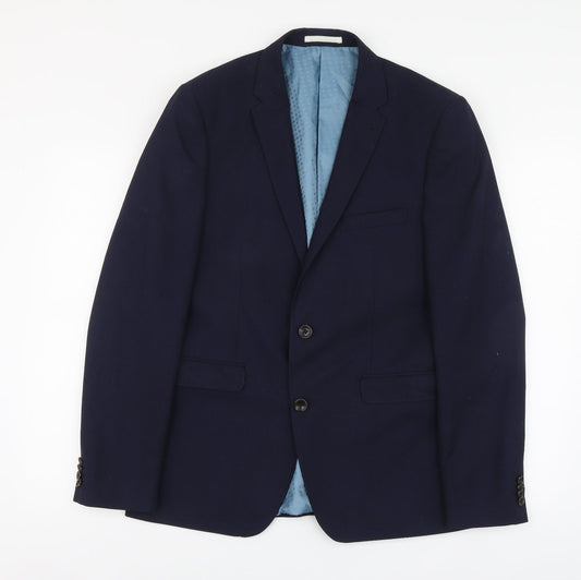 Burton Menswear Mens Blue Polyester Jacket Suit Jacket Size L