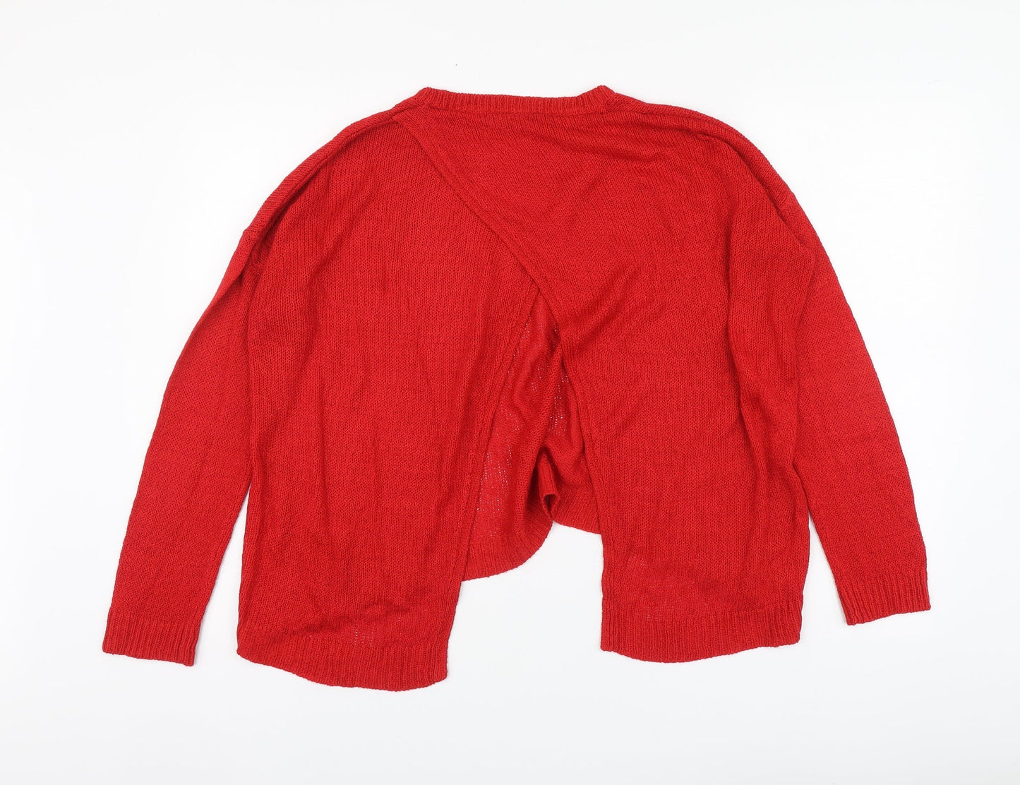 New Look Womens Red Round Neck Acrylic Pullover Jumper Size M - Open Back