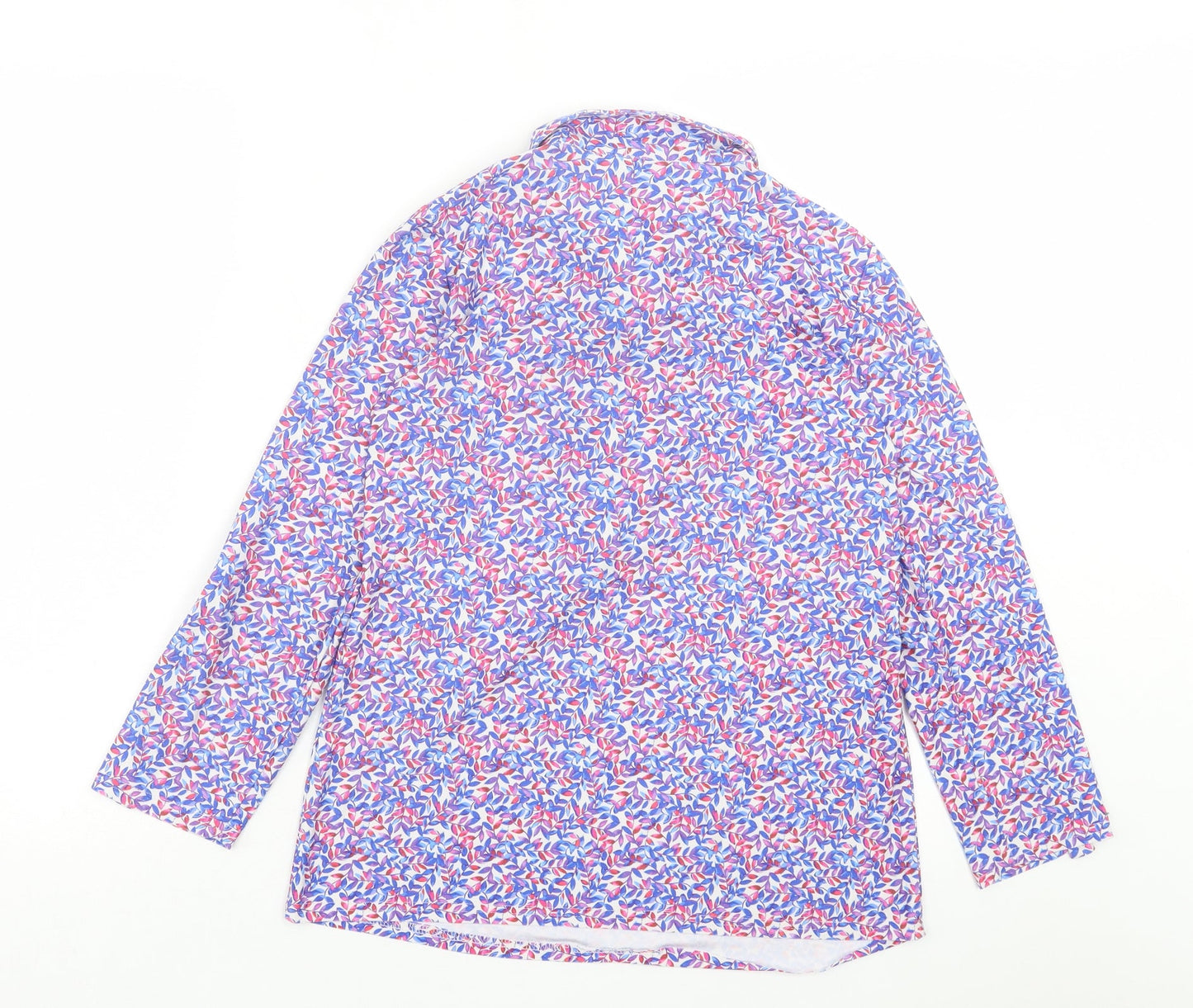 FM Collection Womens Multicoloured Geometric Polyester Basic T-Shirt Size S Collared - 3/4 Sleeves