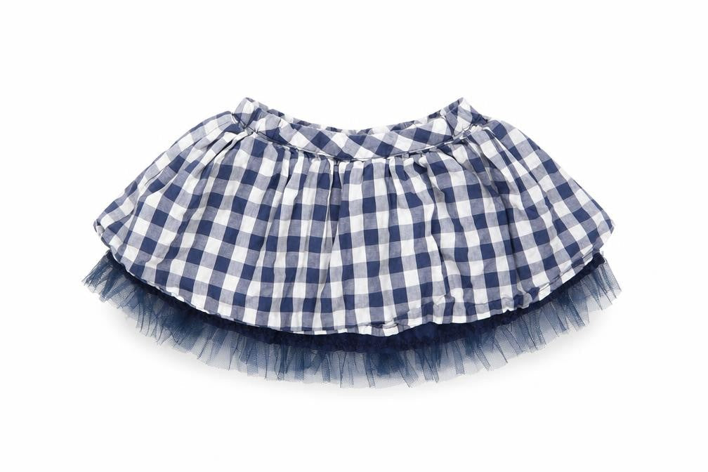 Marks and Spencer Girls Blue Gingham Polyester Tutu Skirt Size 9-12 Months Pull On