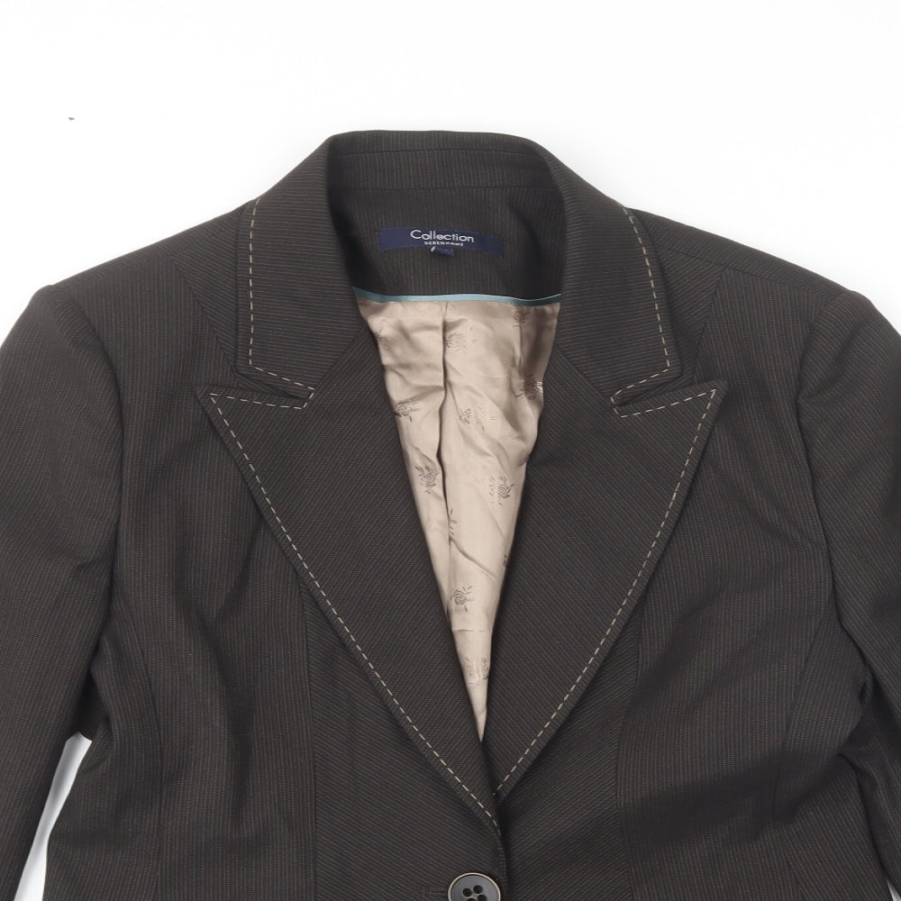 Debenhams Womens Brown Striped Jacket Blazer Size 12 Button