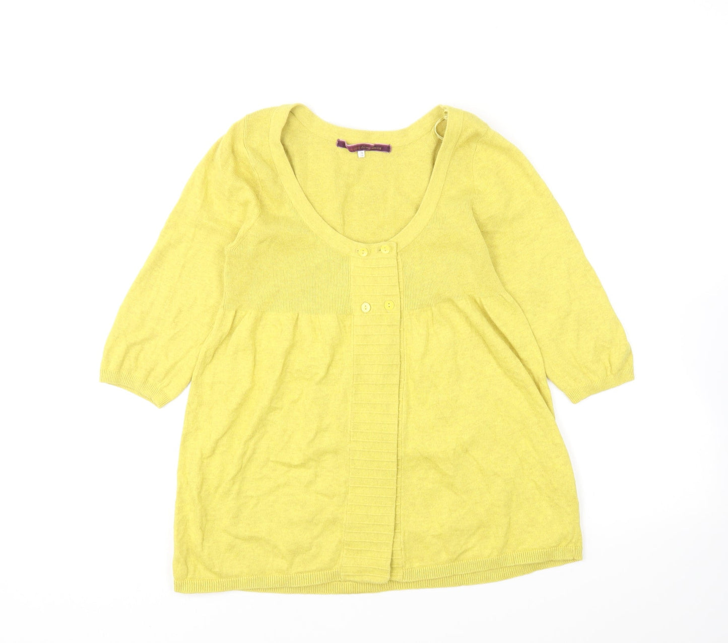 River Island Womens Yellow Scoop Neck Cotton Pullover Jumper Size 10