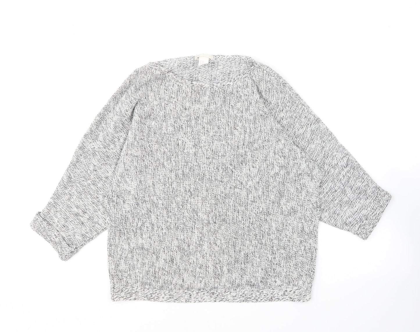 H&M Womens Grey Round Neck Acrylic Pullover Jumper Size XS