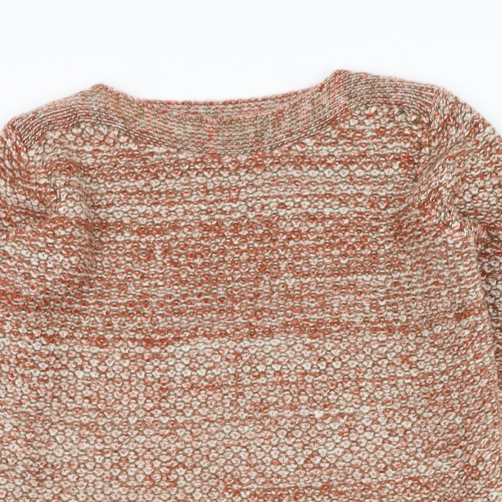 EWM Womens Red Round Neck Striped Acrylic Pullover Jumper Size 10