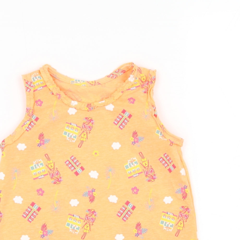 Matalan Girls Orange Geometric Polyester Basic Tank Size 4-5 Years Round Neck Pullover - Holiday