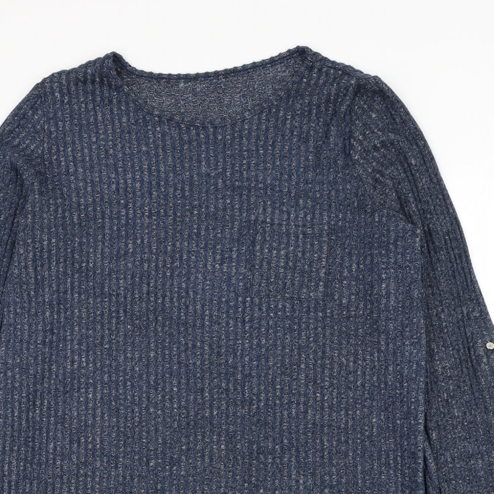 Preworn Womens Blue Round Neck Polyester Pullover Jumper Size L