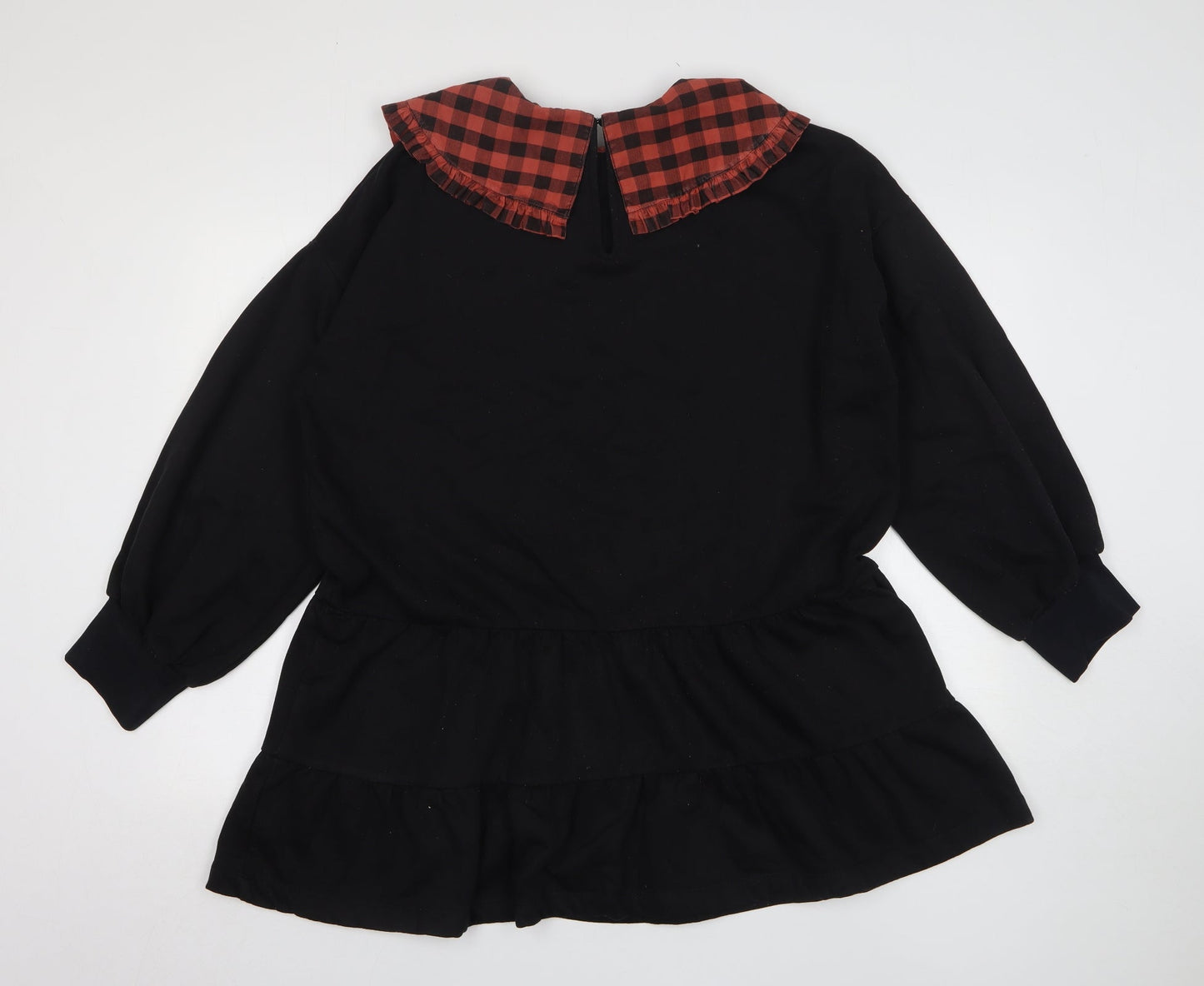 Violet Womens Black Check Cotton Pullover Sweatshirt Size 14 Pullover