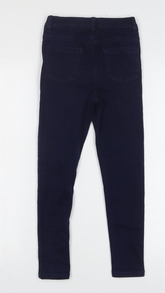 NEXT Girls Blue Cotton Skinny Jeans Size 9 Months Regular Button