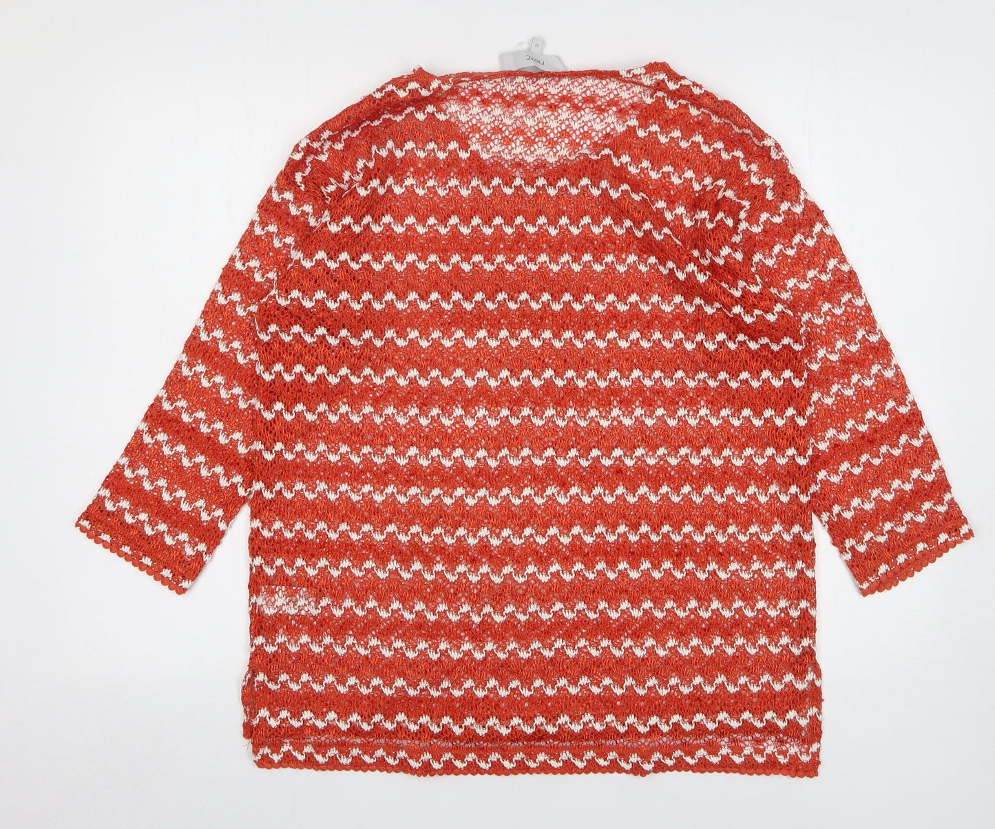 NEXT Womens Orange Round Neck Striped Polyester Pullover Jumper Size 12