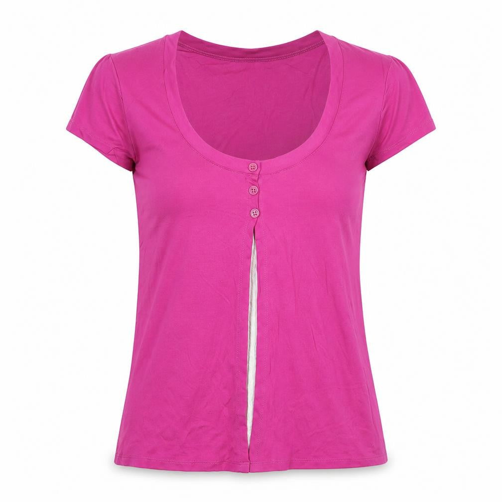 Marks and Spencer Womens Pink Viscose Basic Button-Up Size 14 Scoop Neck - Button up with tank