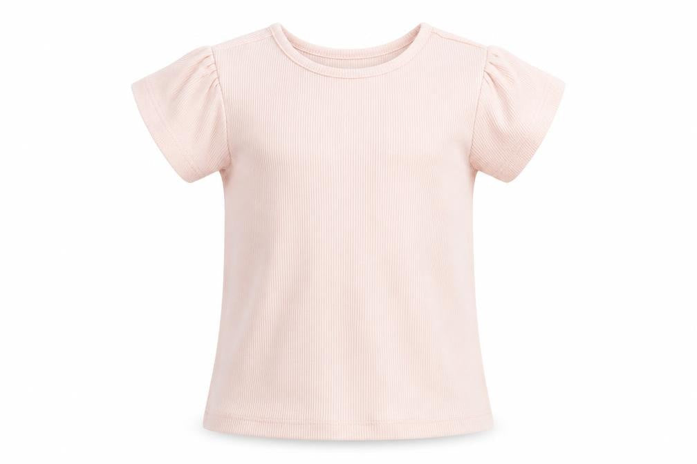 Primark Girls Pink Cotton Basic T-Shirt Size 9-12 Months Round Neck Pullover - Ribbed