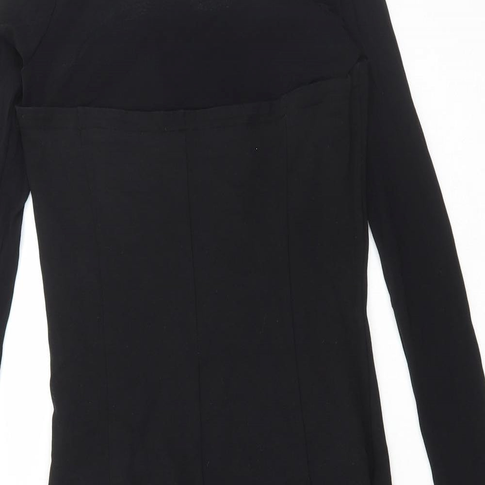 Penny Black Womens Black Viscose Bodycon Size S Round Neck Zip - Mesh sleeves