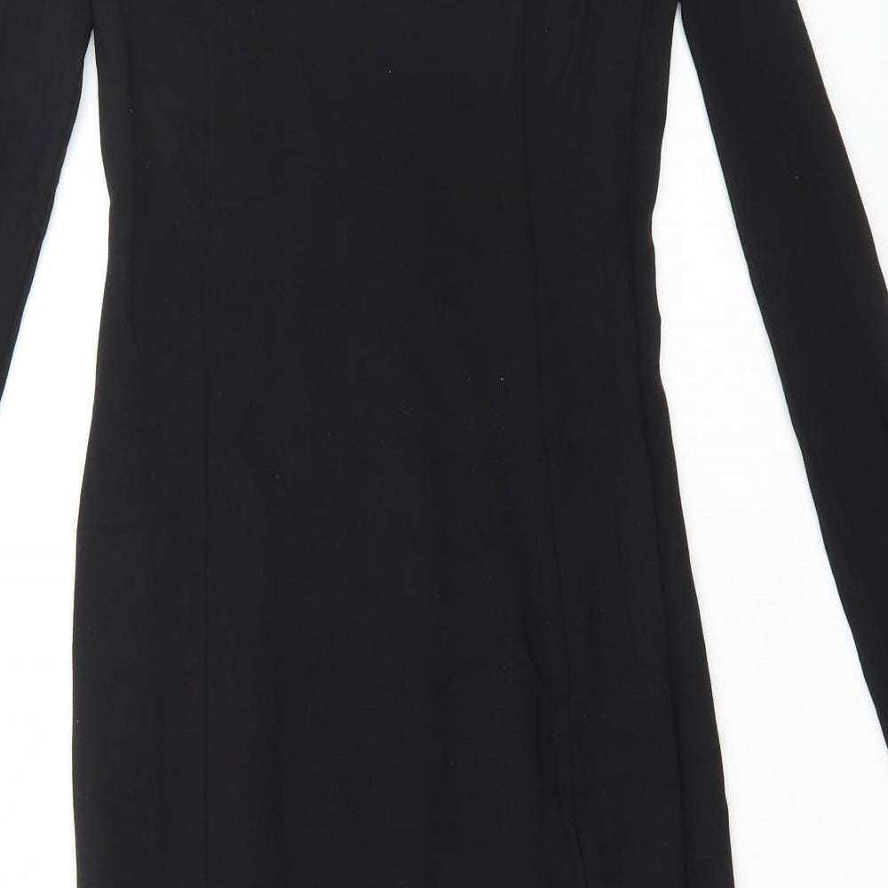 Penny Black Womens Black Viscose Bodycon Size S Round Neck Zip - Mesh sleeves