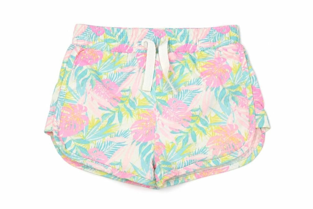 Dunnes Girls Multicoloured Geometric 100% Cotton Hot Pants Shorts Size 5-6 Years Regular Tie - Leaf Print