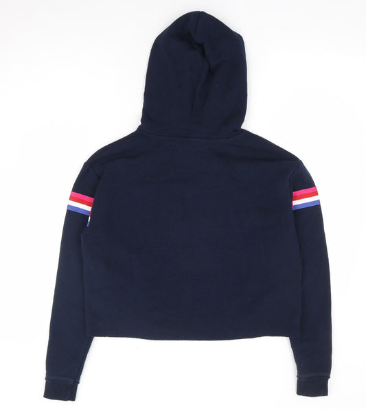Primark Womens Blue Striped Polyester Pullover Hoodie Size 6 Pullover - Cropped