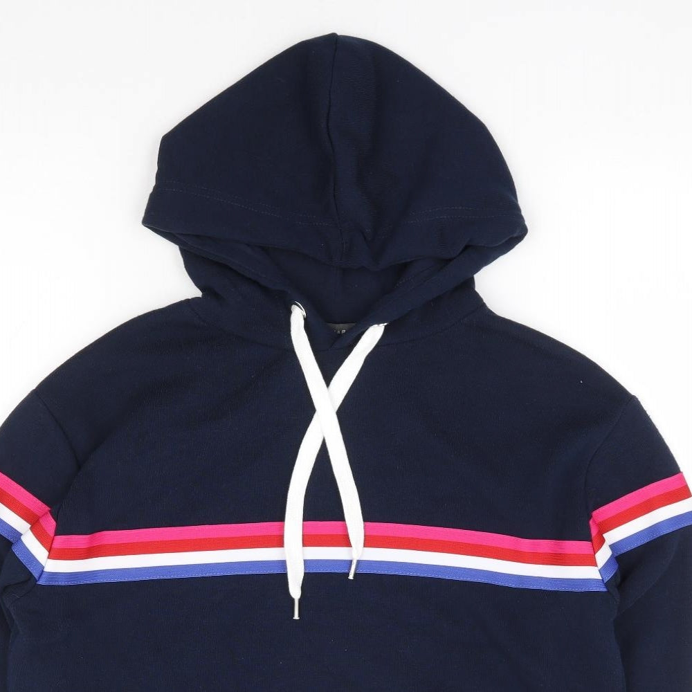 Primark Womens Blue Striped Polyester Pullover Hoodie Size 6 Pullover - Cropped