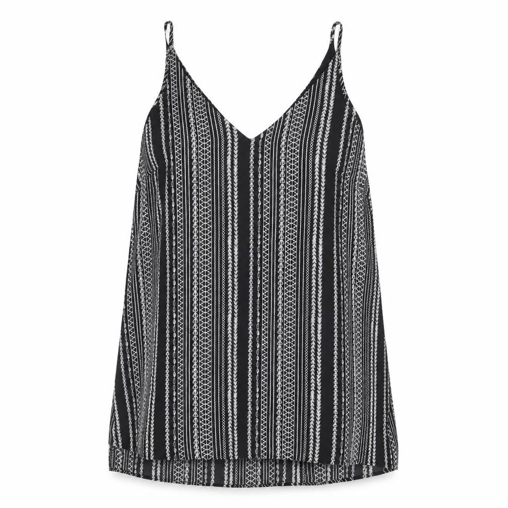 Papaya Womens Black Geometric Polyester Camisole Tank Size 10 V-Neck