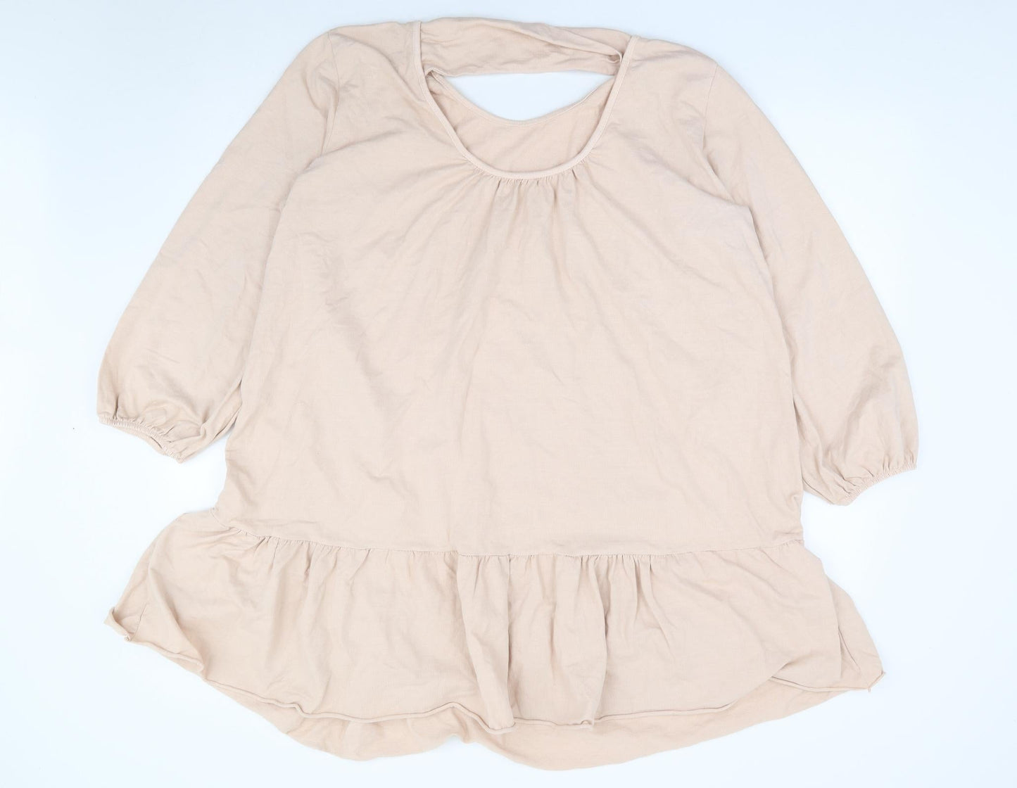 Preworn Womens Pink Cotton Jumper Dress Size L Round Neck Pullover