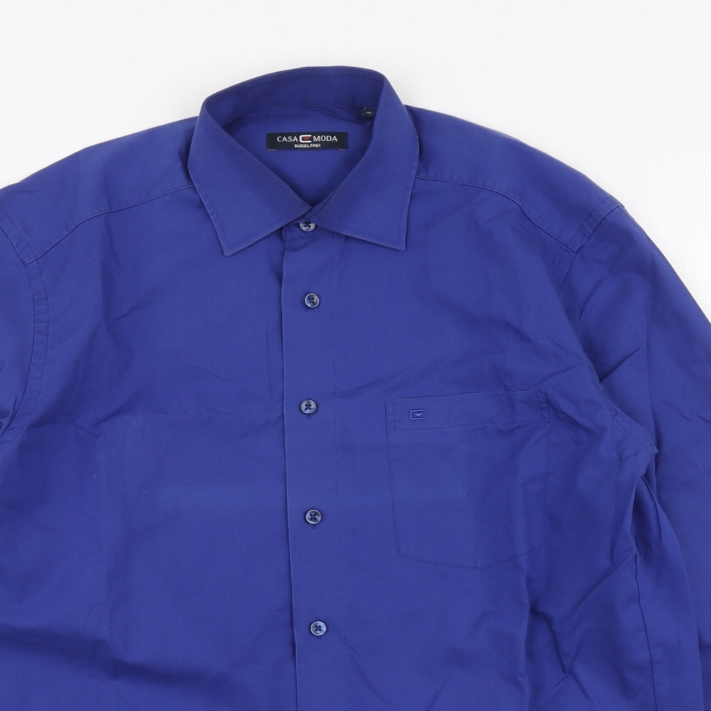 Casa Moda Mens Blue Cotton Button-Up Size 40 Collared