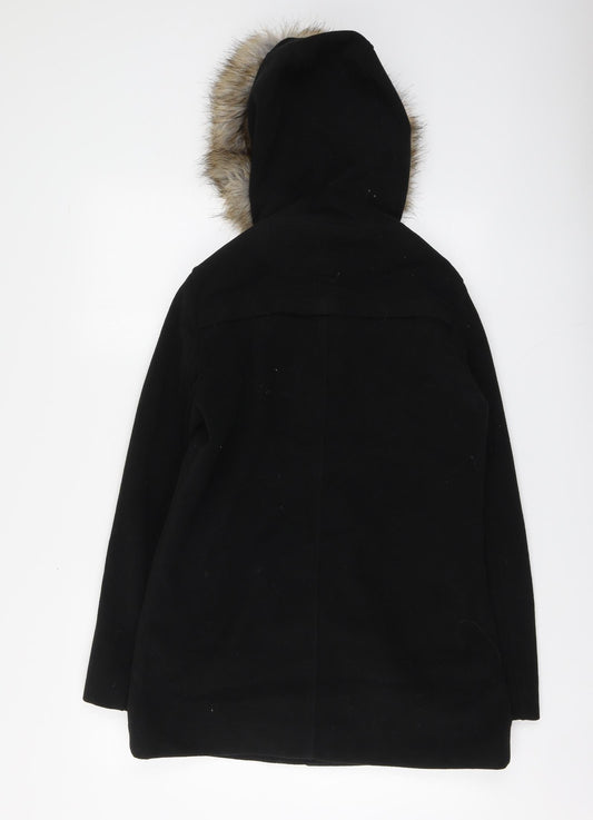 B.You Womens Black Pea Coat Coat Size 10 Button