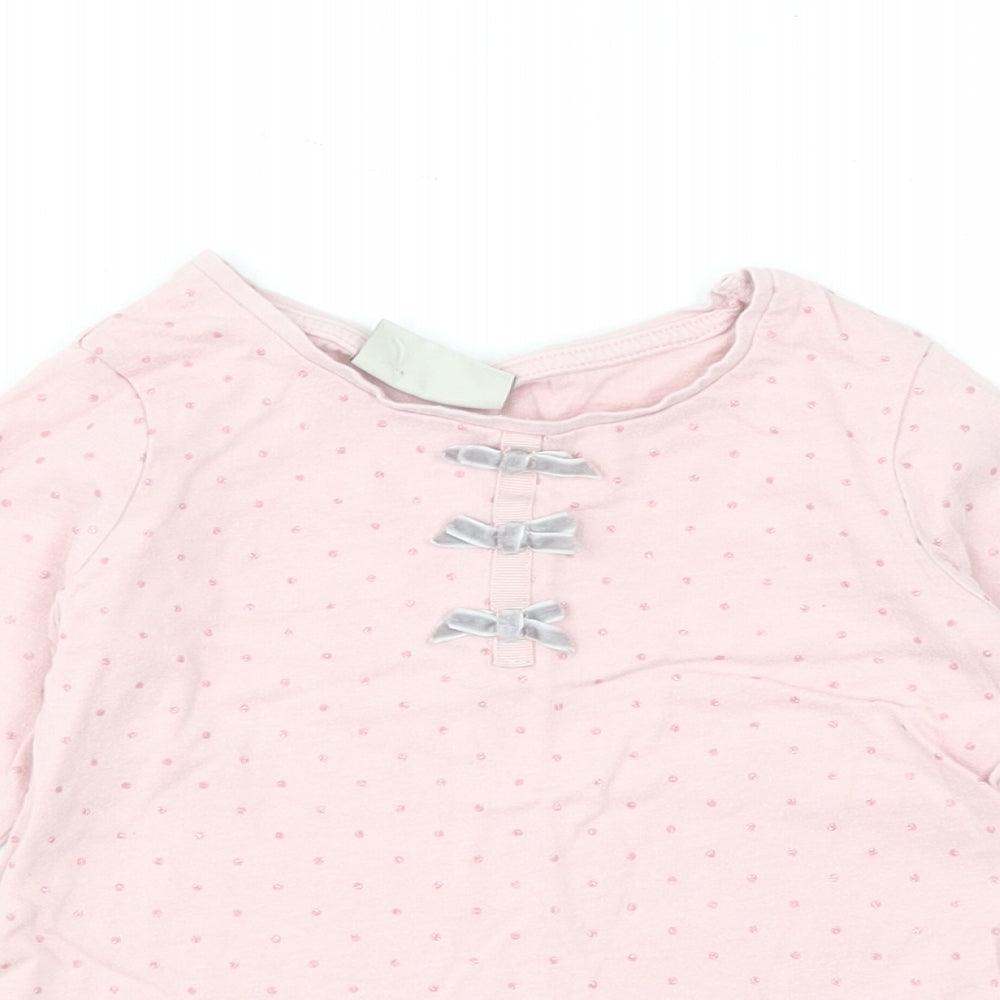 NEXT Girls Pink Polka Dot Cotton Basic T-Shirt Size 12-18 Months Round Neck Pullover