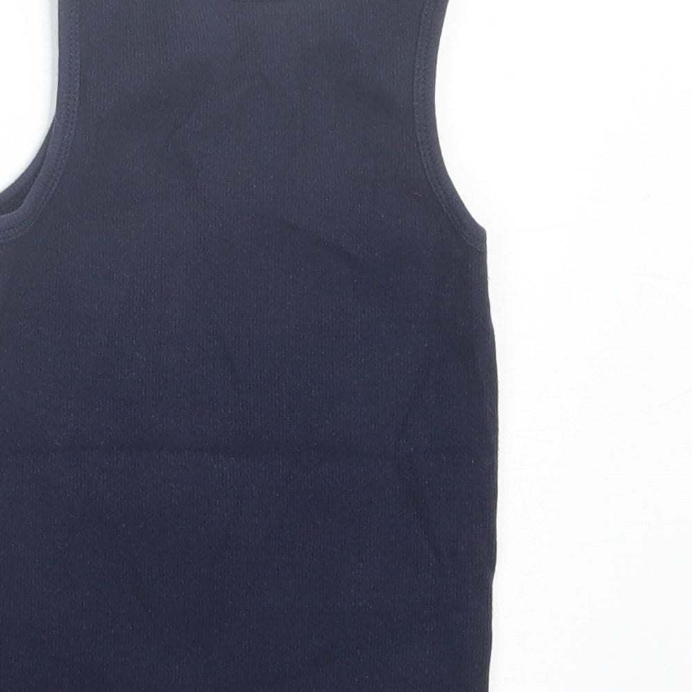 Dunnes Stores Girls Blue Striped Cotton Basic Tank Size 4 Years Crew Neck Pullover - Heart