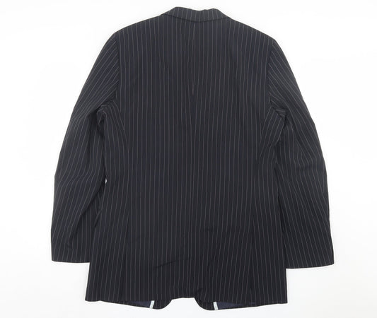HUGO BOSS Mens Black Striped Wool Jacket Suit Jacket Size 40