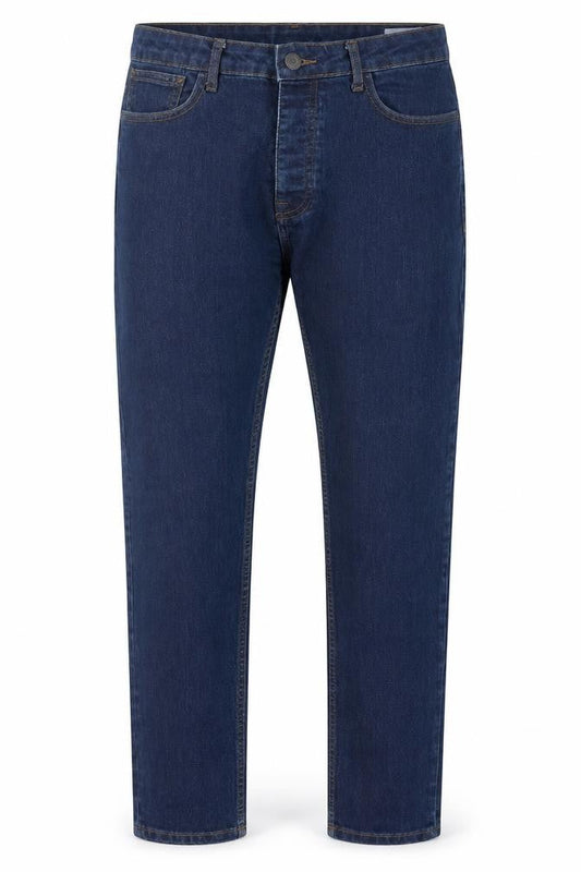 Denim & Co. Mens Blue Cotton Straight Jeans Size 16 L30 in Regular Button - Dark Blue