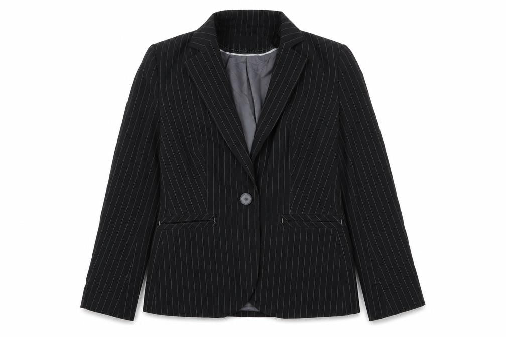 Marks and Spencer Womens Grey Striped Polyester Jacket Suit Jacket Size 12