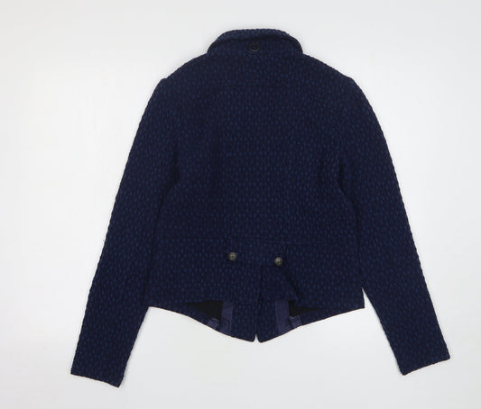 Soggo Paris Womens Blue Geometric Polyester Jacket Suit Jacket Size 8
