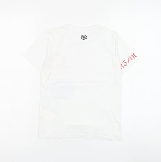 I Do Boys White Cotton Basic T-Shirt Size 7-8 Years Round Neck Pullover