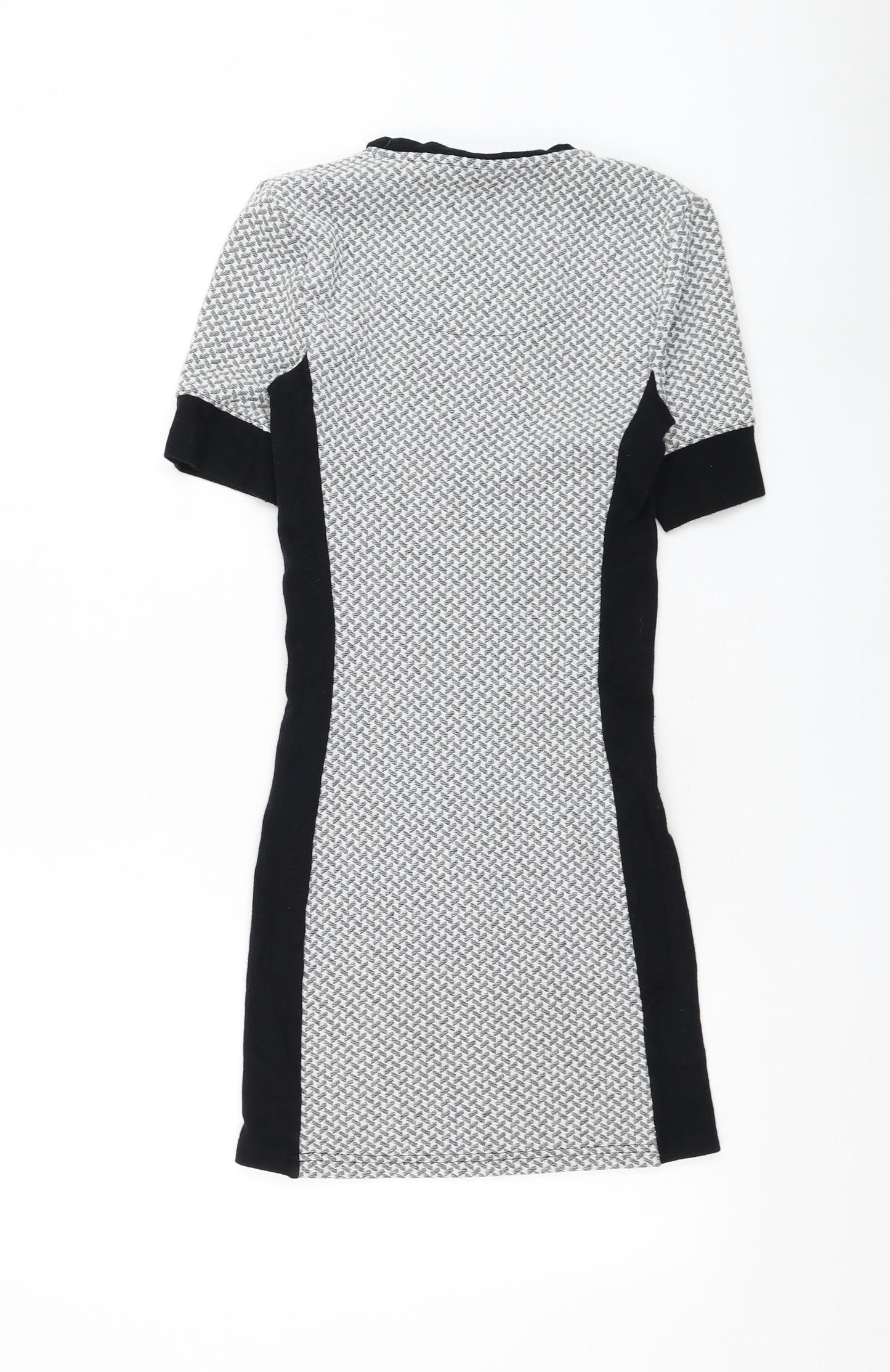Topshop Womens Grey Polyester Pencil Dress Size 8 Round Neck Pullover